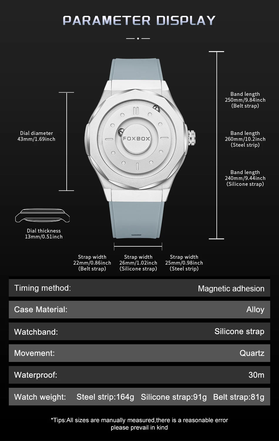 FOXBOX Watch - Magnetic Scrolling Pointer Waterproof Quartz