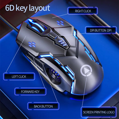 Ergonomic Gaming Mouse – RGB Mute LED Backlit