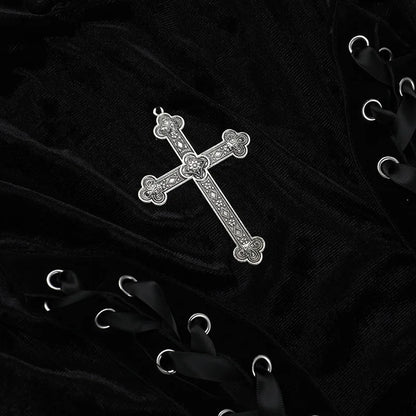 Punk-Grunge-Kleid mit hohem Beinschlitz, Trägern, 90er-Jahre-Streetwear-Stil, sexy Samtkleid mit Maisbandage, Gothic-Kleidung