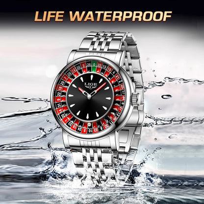 LIGE Luxury Roulette Watch - Creative Game Dial Waterproof Luminous
