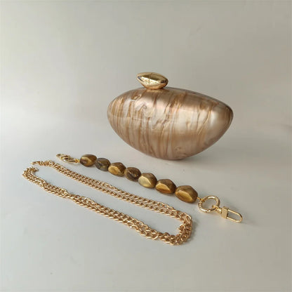 Shell Brand Perlbraune Marmor-Acryl-Box-Clutch, Abendtasche, Hochzeits-Party-Mini-Geldbörse, Abend-Brauthandtasche