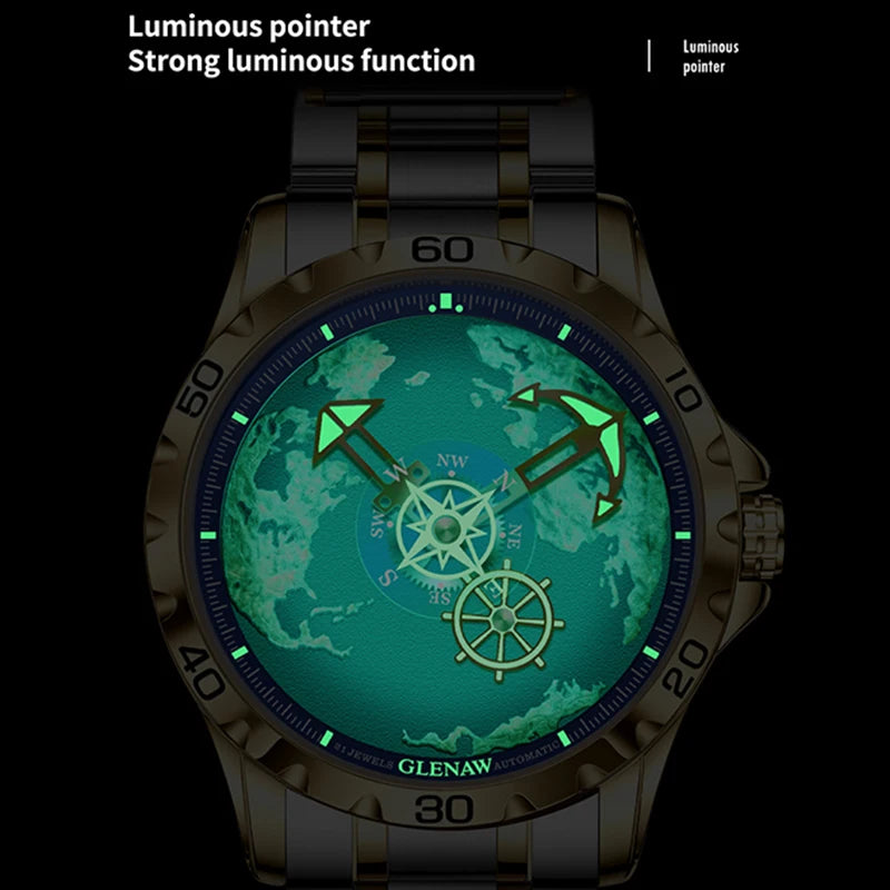 GLENAW Luxury Sport Watch - Stainless Steel Luminous Waterproof