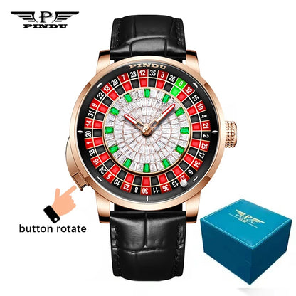 PINDU Luxury NH35A Spinning Roulette Watch - Sapphire Diamond Dial