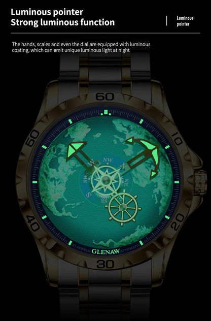 GLENAW Luxury Sport Watch - Stainless Steel Luminous Waterproof