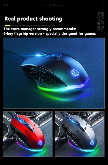 Gaming & Office Mouse – 3200 DPI Silent Click, Macro Programmable