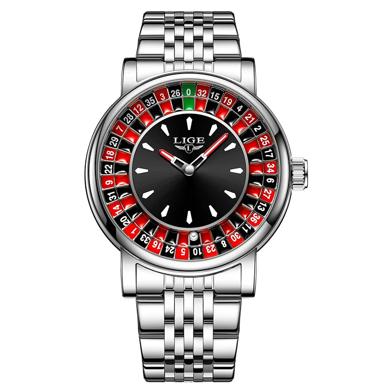 LIGE Luxury Roulette Watch - Creative Game Dial Waterproof Luminous