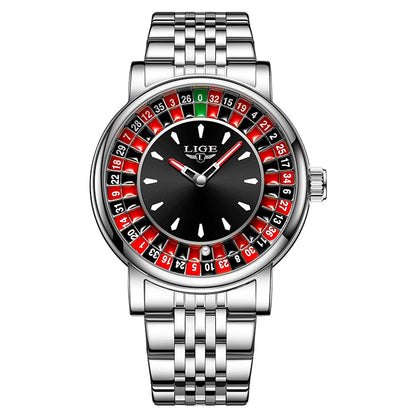 LIGE Luxury Roulette Watch - Creative Game Dial Waterproof Luminous