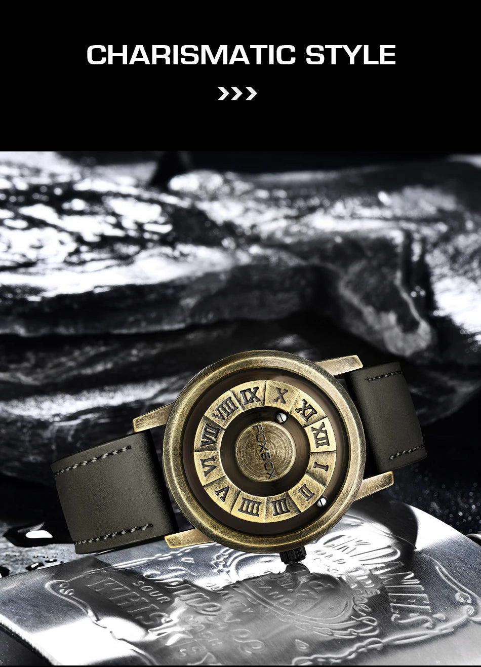 FOXBOX Magnetic Pointer Watch - Creative Scrolling Iron Ball Quartz