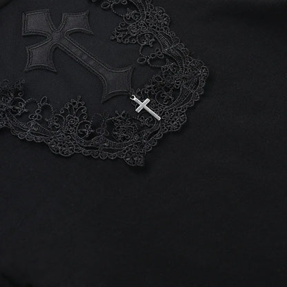 Rollkragenpullover Y2K Kleidung Schwarz Gothic Kreuz Hohl Slimming Bottom T-Shirt für Damen Langarm Sexy T-Shirt Mädchen Tops