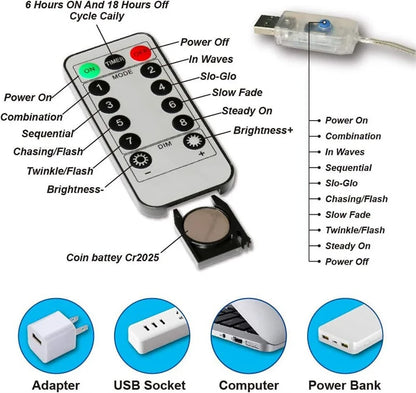 Fairy String Curtain LED Lights – 8 Modes, Remote & USB