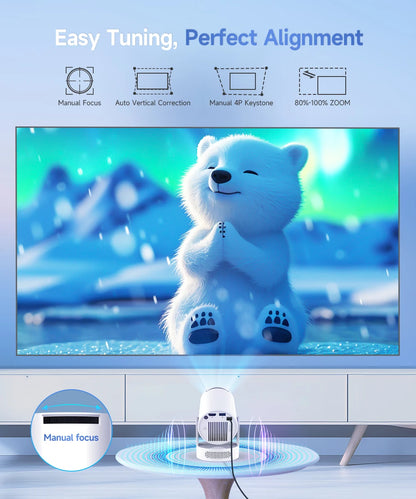 4K Portable Projector – Android 11, 8000 Lumens