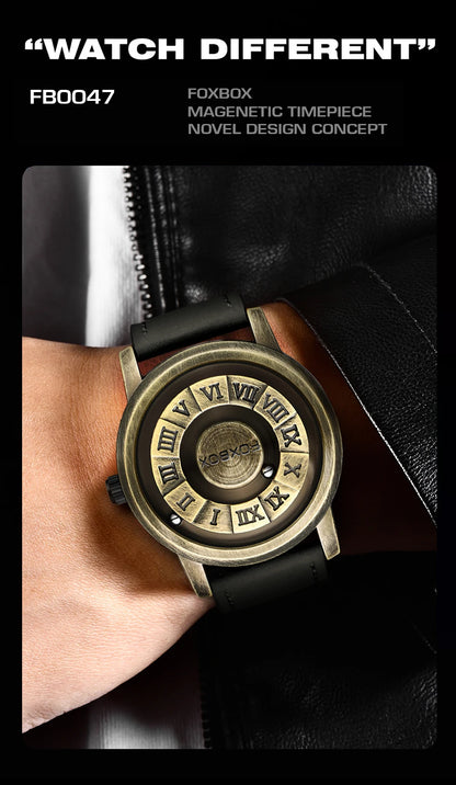 FOXBOX Magnetic Pointer Watch - Creative Scrolling Iron Ball Quartz