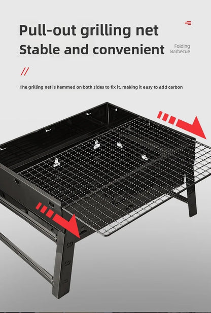 Portable Outdoor Grill – Wood & Charcoal Stainless Steel