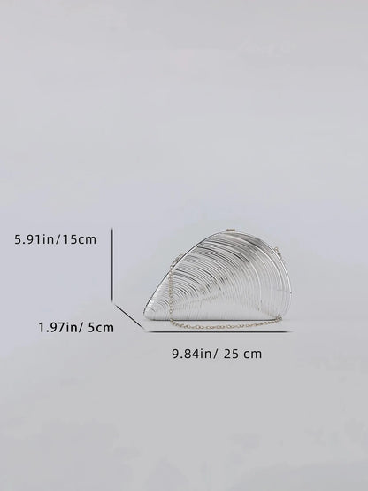 Große Retro-Tasche aus gold-silbernem Metall und Acryl, ideal für festliche Anlässe, Partys, als Umhängetasche oder Crossbody-Tasche.