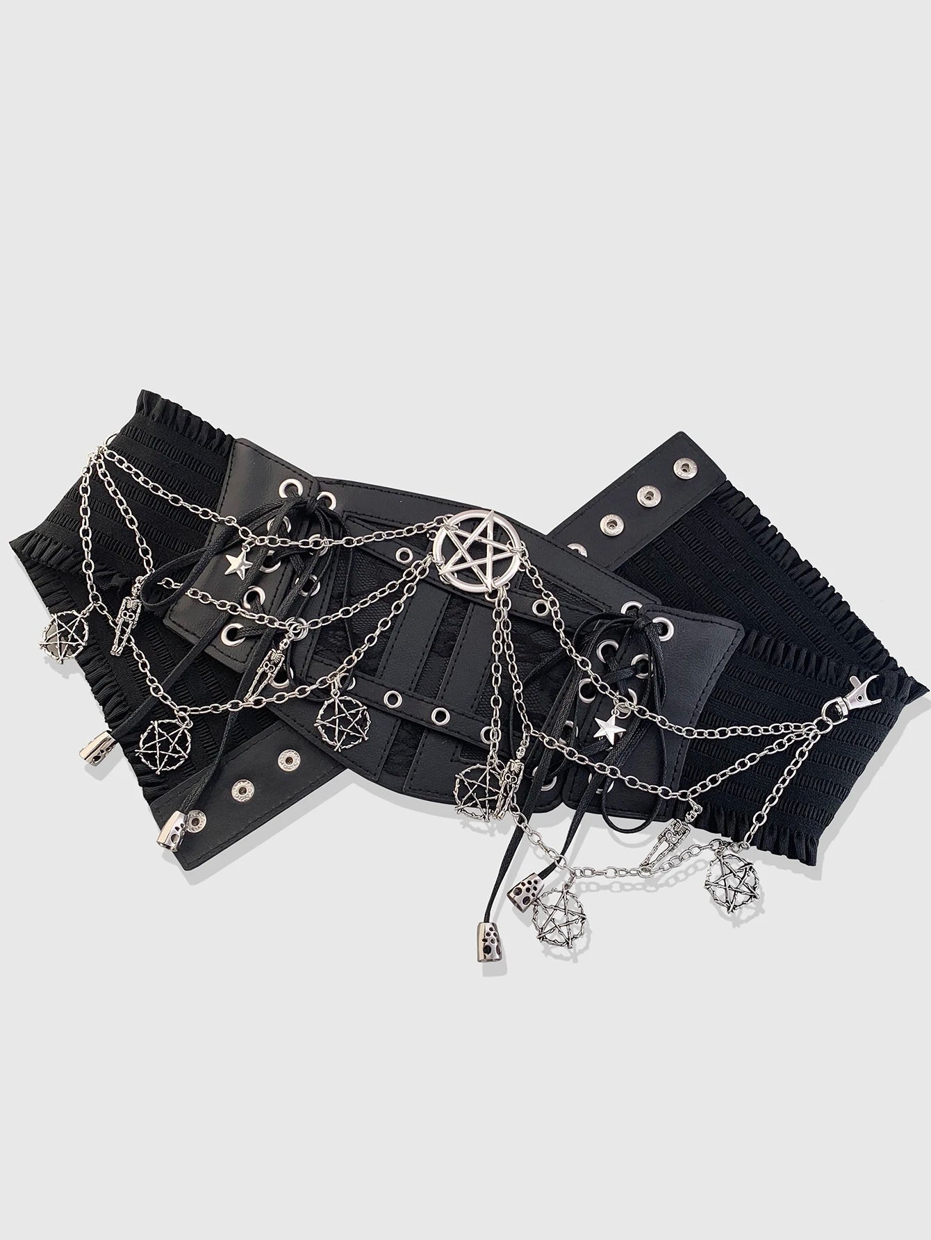 HERSHINE 1 piece women's Y2K black chain waist belt five-pointed star decoration Gothic style street style Halloween cosplay