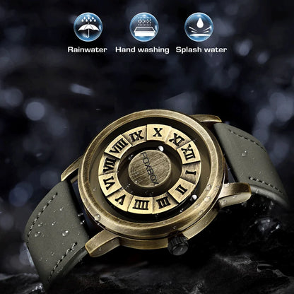 FOXBOX Magnetic Pointer Watch - Creative Scrolling Iron Ball Quartz