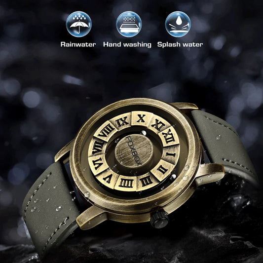 FOXBOX Magnetic Pointer Watch - Creative Scrolling Iron Ball Quartz