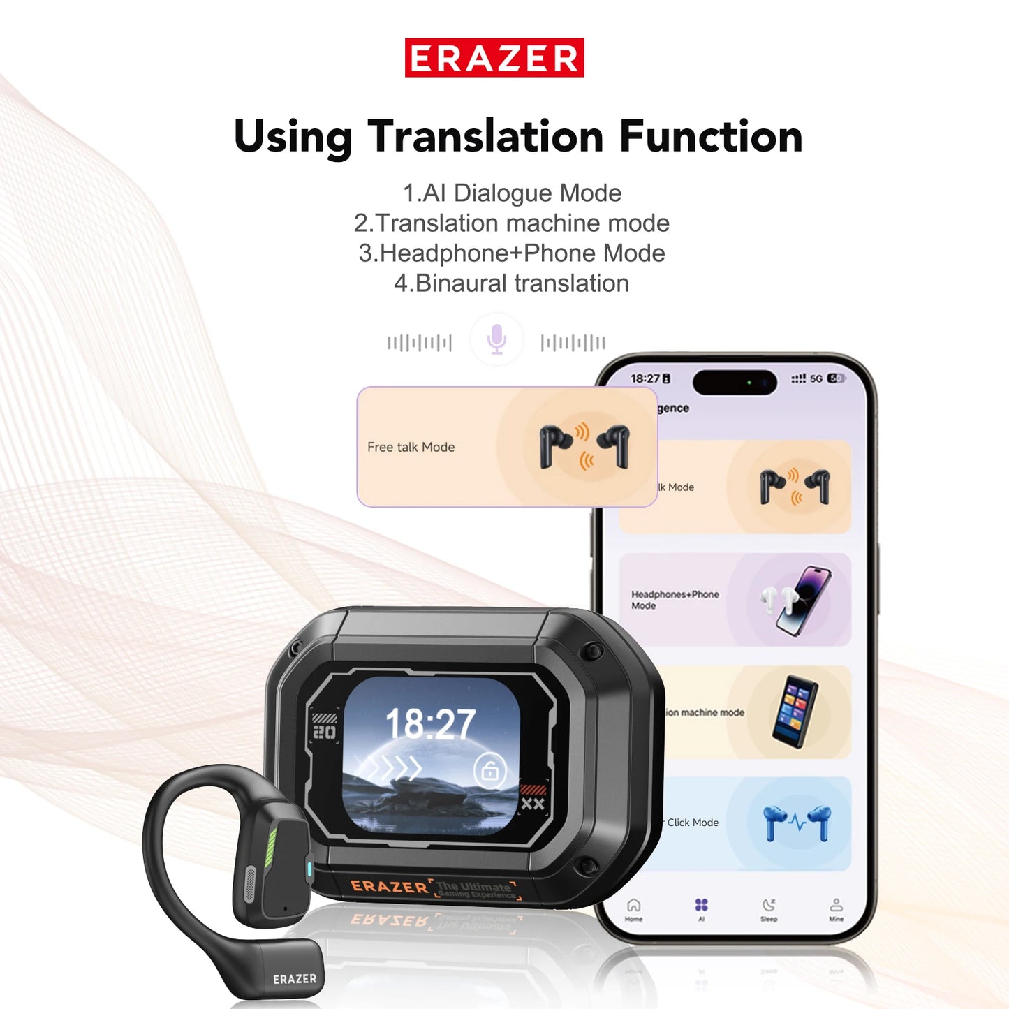 Erazer XP6 – AI Translator Wireless Gaming Earbuds
