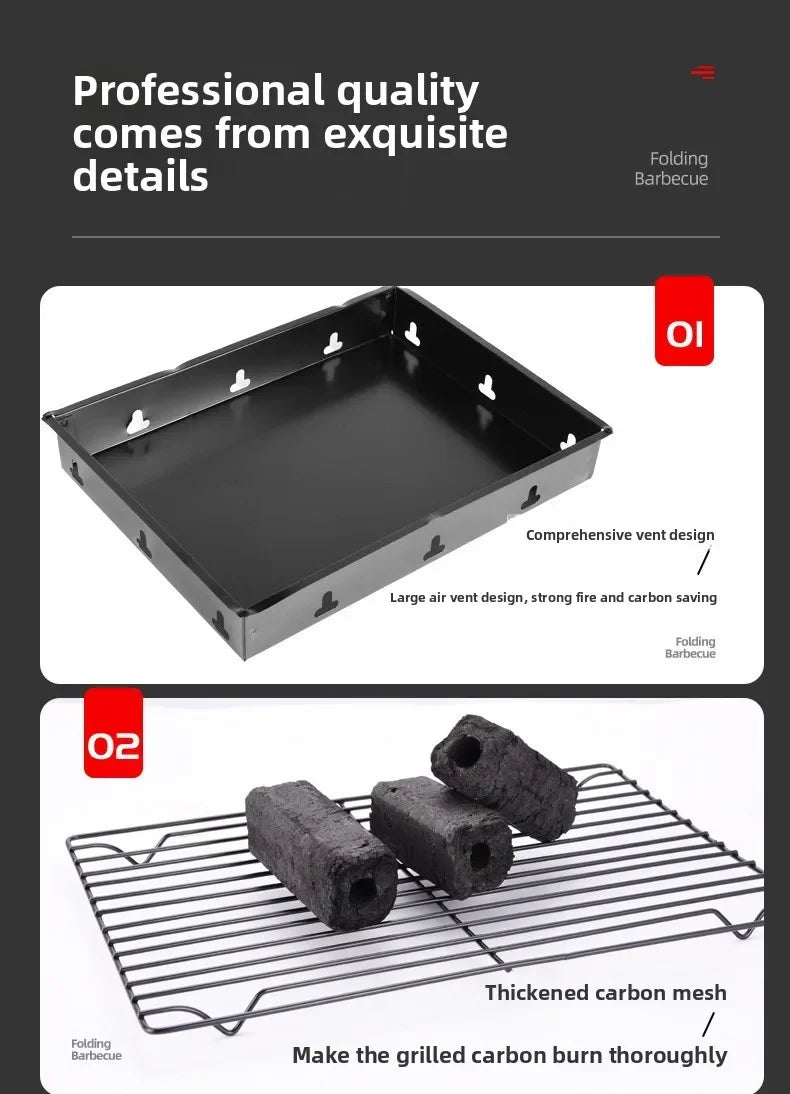 Portable Outdoor Grill – Wood & Charcoal Stainless Steel