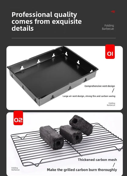 Portable Outdoor Grill – Wood & Charcoal Stainless Steel