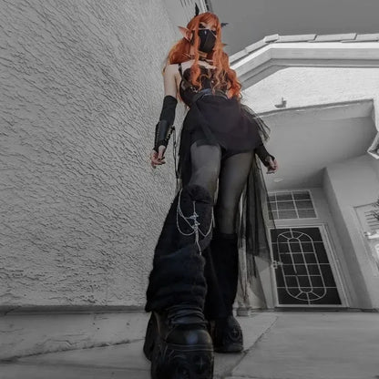 Sexy, hochtaillierter, asymmetrischer Rock aus Netzgarn für Damen – Sommer, neuer europäischer und amerikanischer Gothic-Stil, vielseitiger Freizeitrock