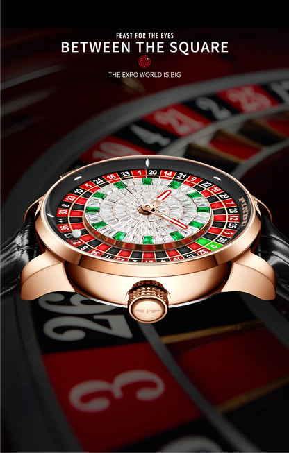 PINDU Luxury NH35A Spinning Roulette Watch - Sapphire Diamond Dial