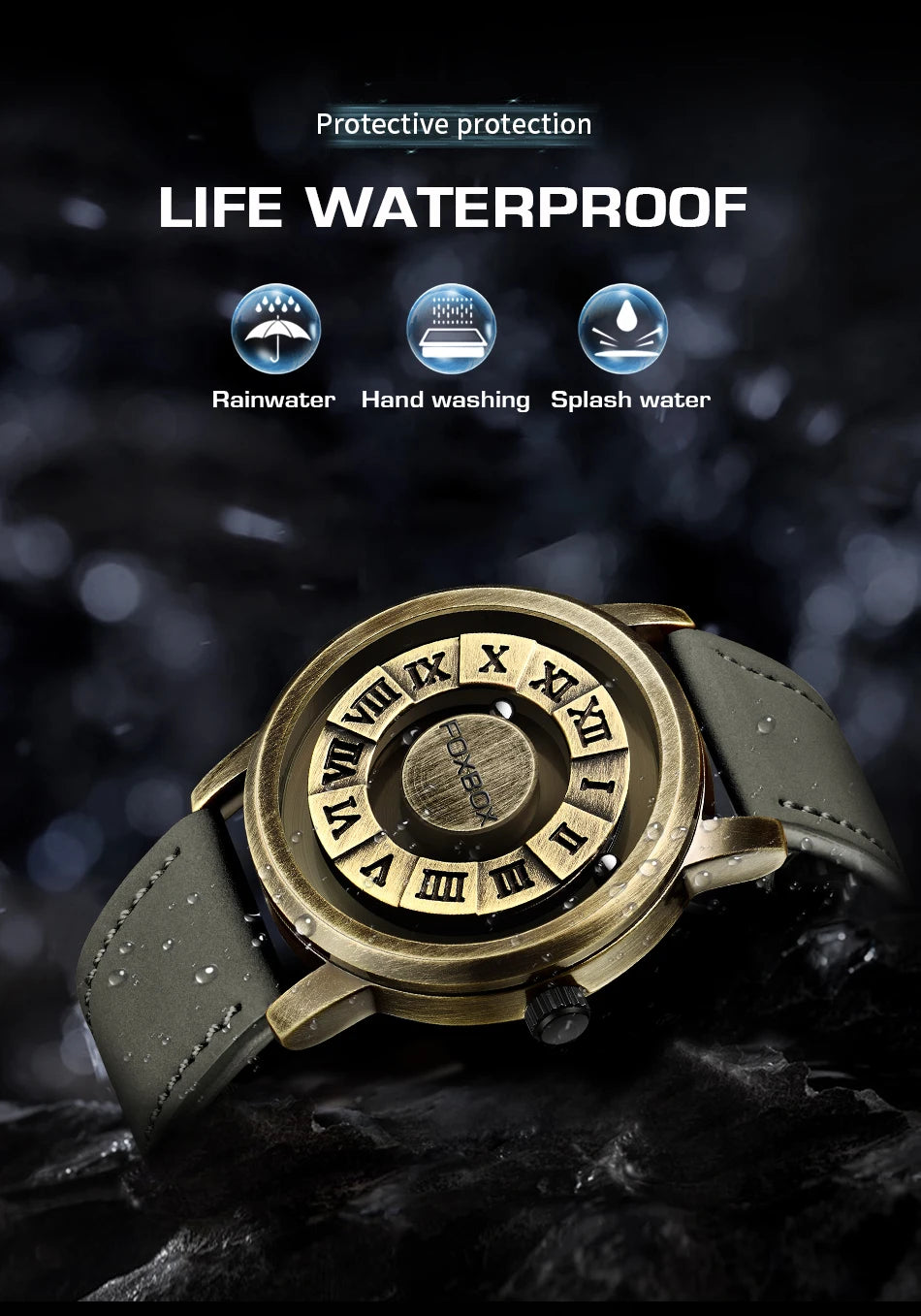 FOXBOX Magnetic Pointer Watch - Creative Scrolling Iron Ball Quartz