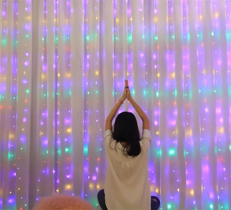 Fairy String Curtain LED Lights – 8 Modes, Remote & USB