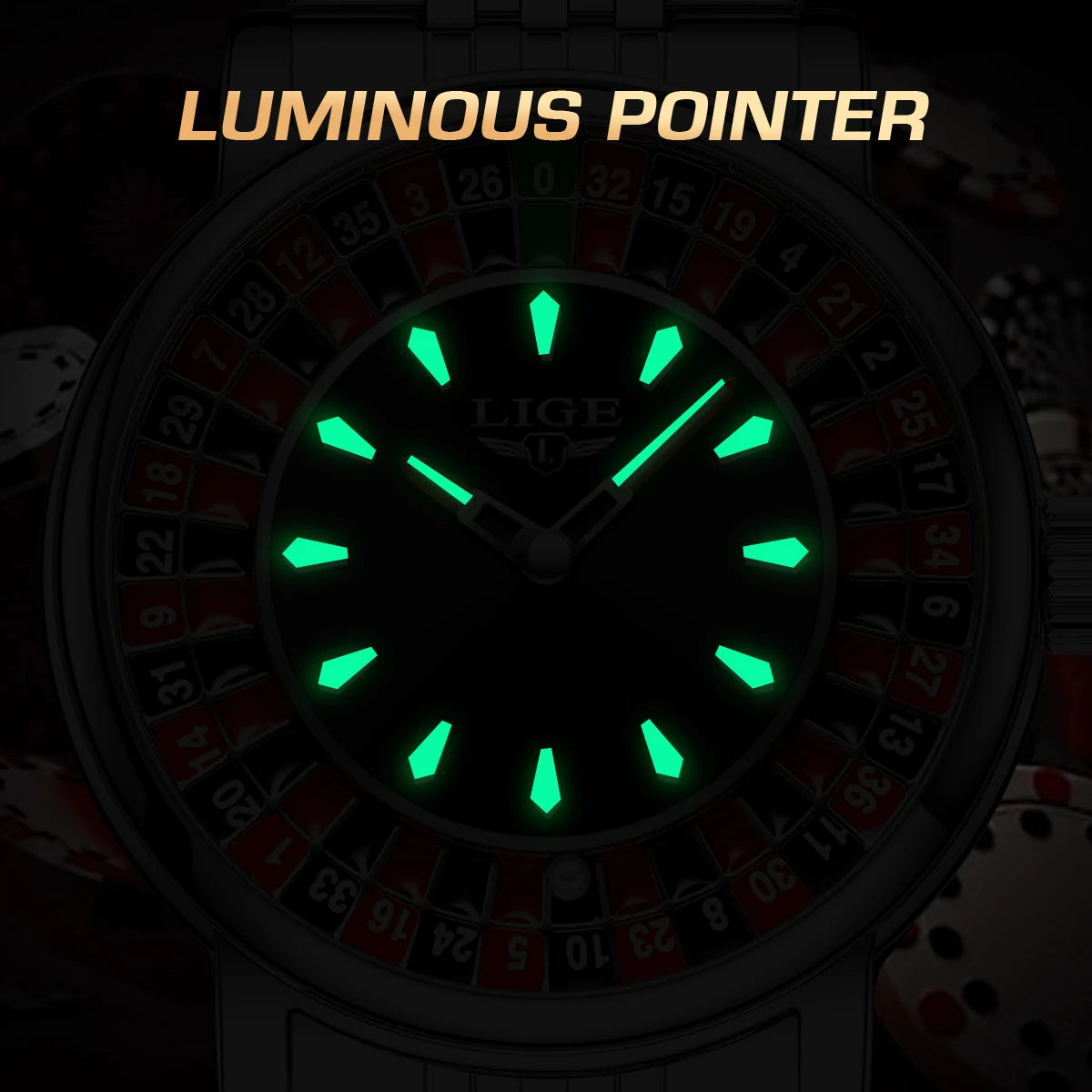 LIGE Luxury Roulette Watch - Creative Game Dial Waterproof Luminous