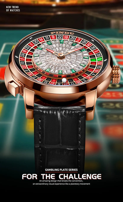 PINDU Luxury NH35A Spinning Roulette Watch - Sapphire Diamond Dial