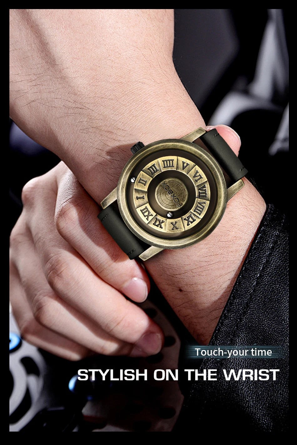 FOXBOX Magnetic Pointer Watch - Creative Scrolling Iron Ball Quartz