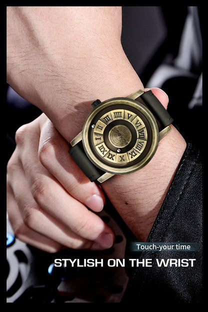 FOXBOX Magnetic Pointer Watch - Creative Scrolling Iron Ball Quartz