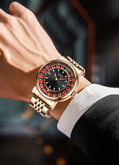 LIGE Luxury Roulette Watch - Creative Game Dial Waterproof Luminous