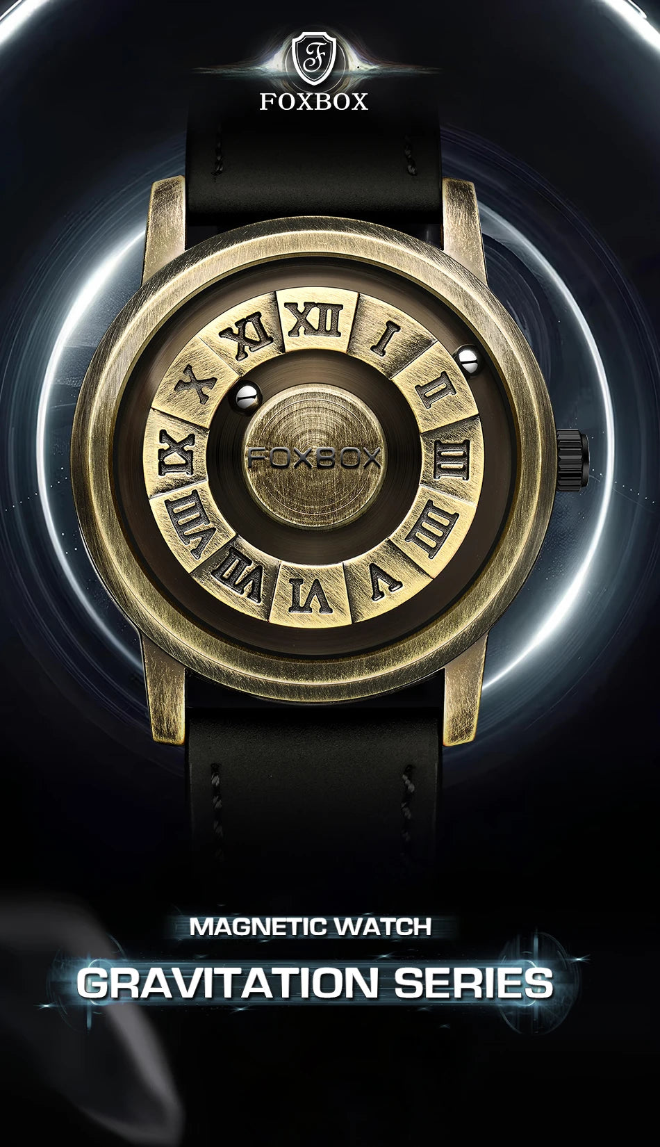 FOXBOX Magnetic Pointer Watch - Creative Scrolling Iron Ball Quartz