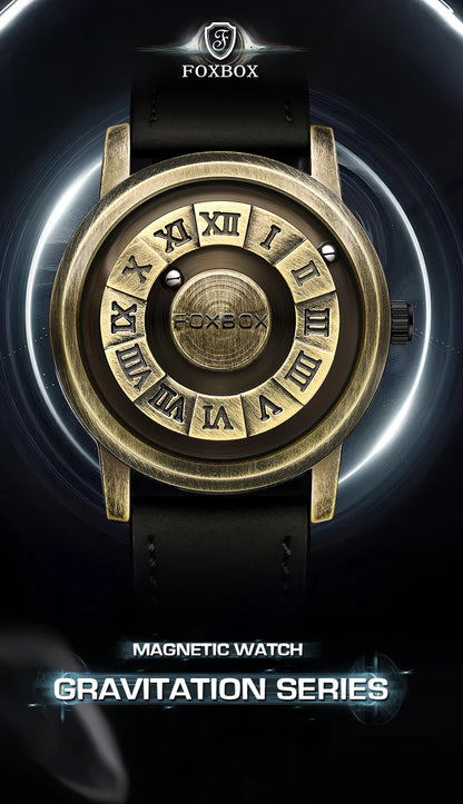 FOXBOX Magnetic Pointer Watch - Creative Scrolling Iron Ball Quartz
