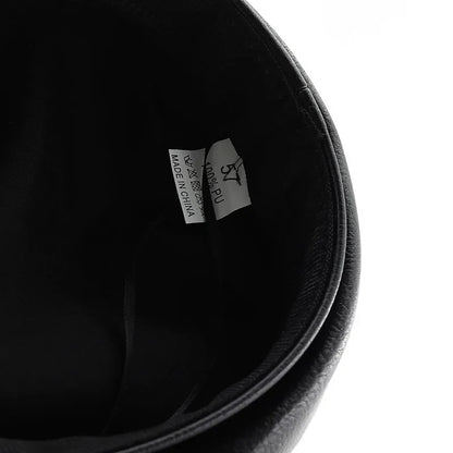 Fashion PU Leather Women Beret Punk Style Vintage Flat Top Military Caps  Outdoor Casual Army Cap