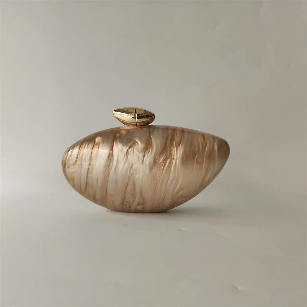 Shell Brand Perlbraune Marmor-Acryl-Box-Clutch, Abendtasche, Hochzeits-Party-Mini-Geldbörse, Abend-Brauthandtasche