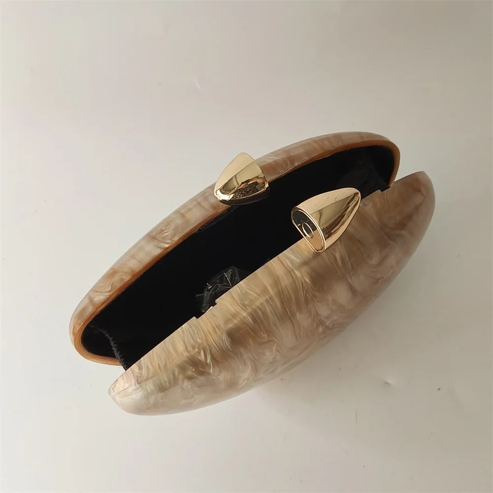 Shell Brand Perlbraune Marmor-Acryl-Box-Clutch, Abendtasche, Hochzeits-Party-Mini-Geldbörse, Abend-Brauthandtasche