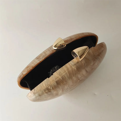 Shell Brand Perlbraune Marmor-Acryl-Box-Clutch, Abendtasche, Hochzeits-Party-Mini-Geldbörse, Abend-Brauthandtasche