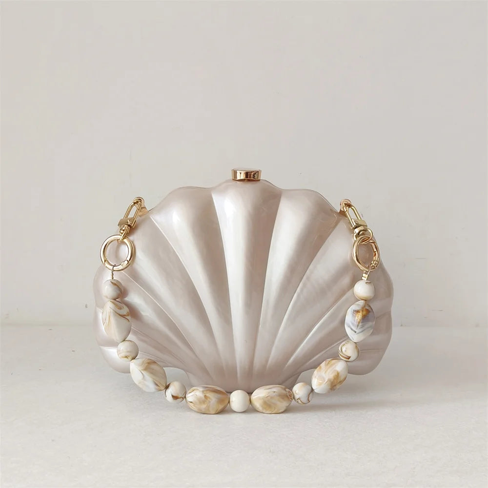 Female Shell Acrylic Box Clutches Lady Gift Evening Bag Party Prom Stones Handbags Luxury Women Wedding Bridal Clutch Purse Bag