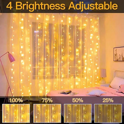 Fairy String Curtain LED Lights – 8 Modes, Remote & USB