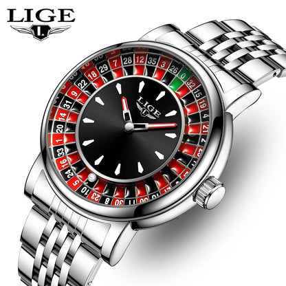 LIGE Luxury Roulette Watch - Creative Game Dial Waterproof Luminous