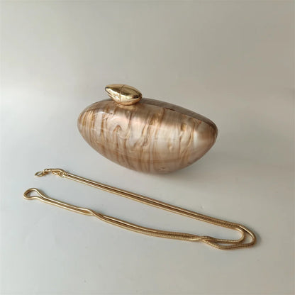 Shell Brand Perlbraune Marmor-Acryl-Box-Clutch, Abendtasche, Hochzeits-Party-Mini-Geldbörse, Abend-Brauthandtasche