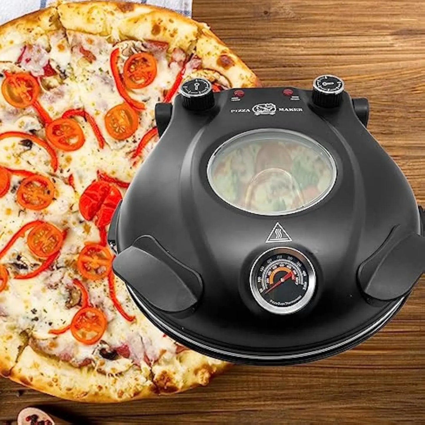 Appareil à pizza électrique 420 °C – 1200 W, plaque en pierre