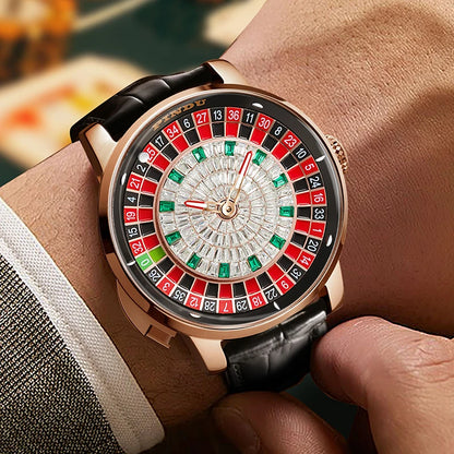 PINDU Luxury NH35A Spinning Roulette Watch - Sapphire Diamond Dial