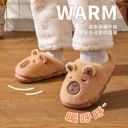 Pantoufles en peluche Capybara – Chaussures en coton confortables