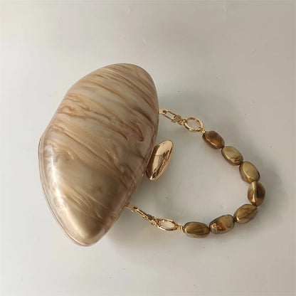 Shell Brand Perlbraune Marmor-Acryl-Box-Clutch, Abendtasche, Hochzeits-Party-Mini-Geldbörse, Abend-Brauthandtasche