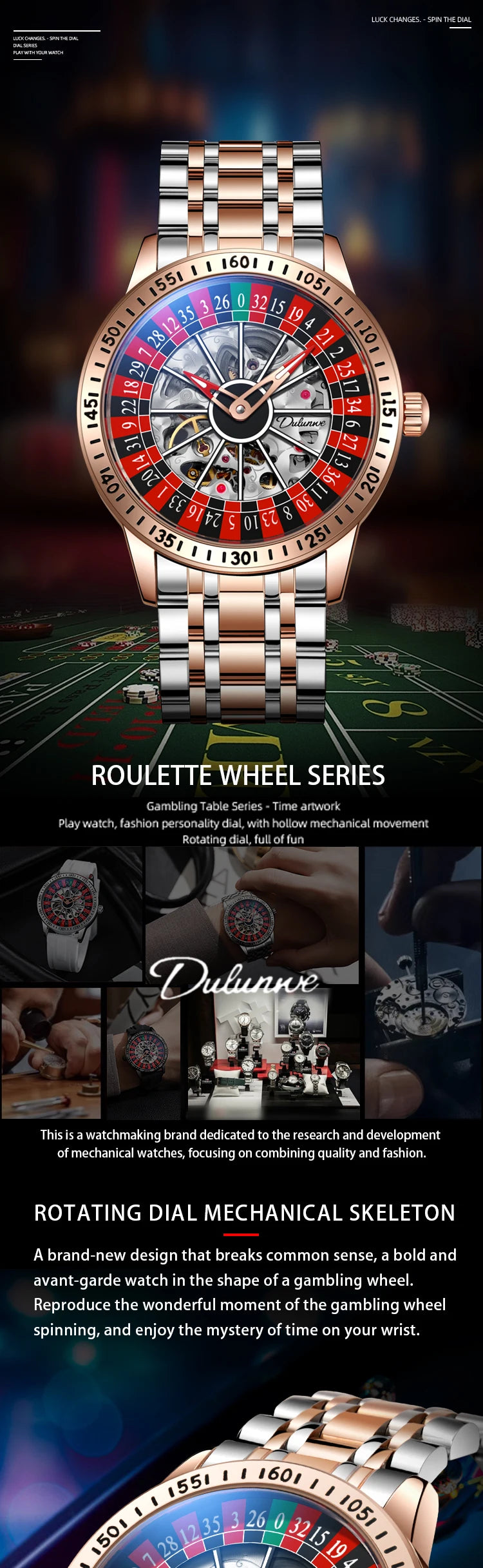 DULUNWE Spinning Roulette Automatic Watch