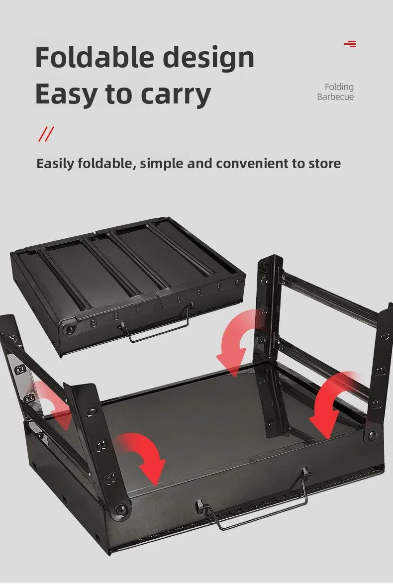 Portable Outdoor Grill – Wood & Charcoal Stainless Steel