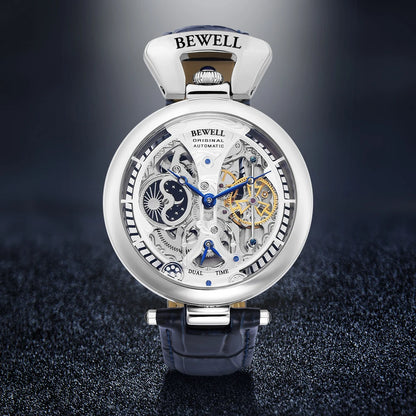 Bewell Mechanical Watch - Leather Strap Transparent Back